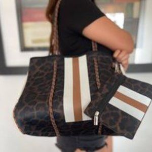 Neoprene Purse with Wallet Set / White Stripe